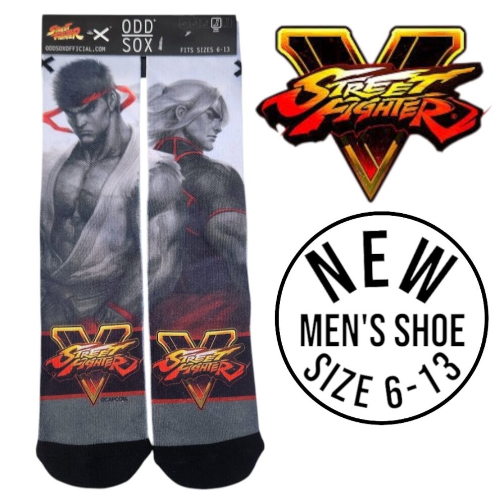NEW Odd Sox Street Fighter Socks Size 6-13 Men's Accessories Gift Set Video Game